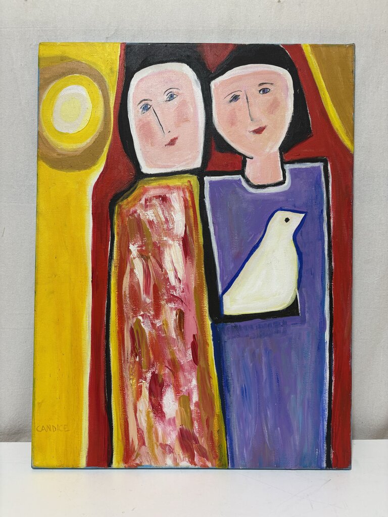 Candice Student Art Oil on Canvas Nuns with a Dove
