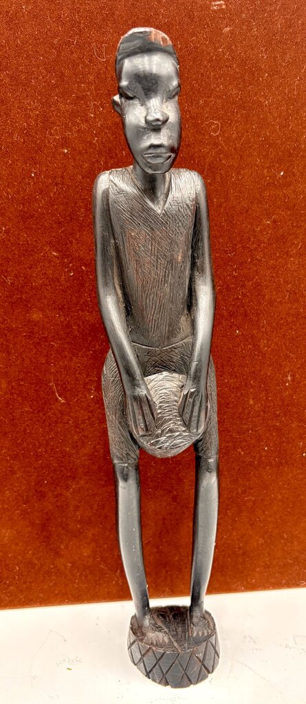 African Carved Ebony Statue Drummer 13"