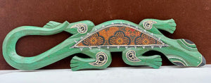 Guatemalan Carved Textiled & Painted Folk Art Gecko