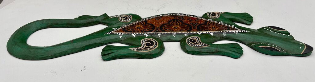 Guatemalan Carved Textiled & Painted Folk Art Gecko