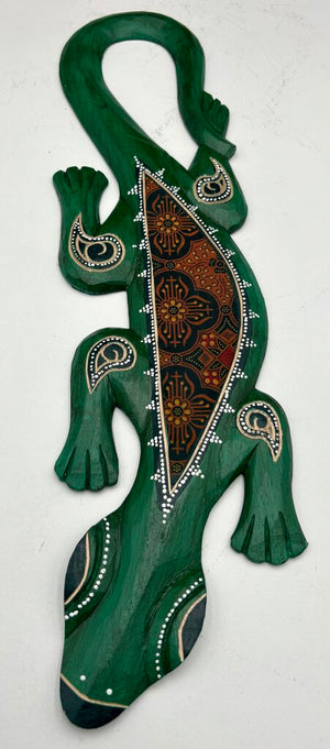 Guatemalan Carved Textiled & Painted Folk Art Gecko