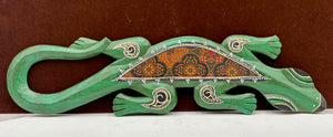 Guatemalan Carved Textiled & Painted Folk Art Gecko