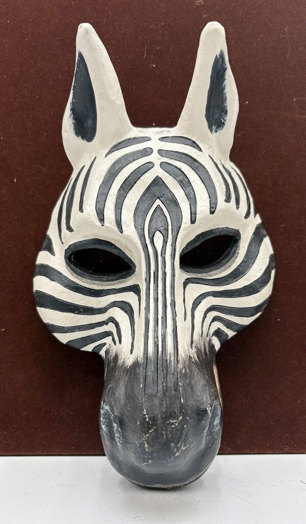 Resin Cast Hand Painted Zebra Mask Wall Decor