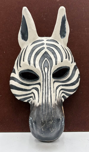 Resin Cast Hand Painted Zebra Mask Wall Decor