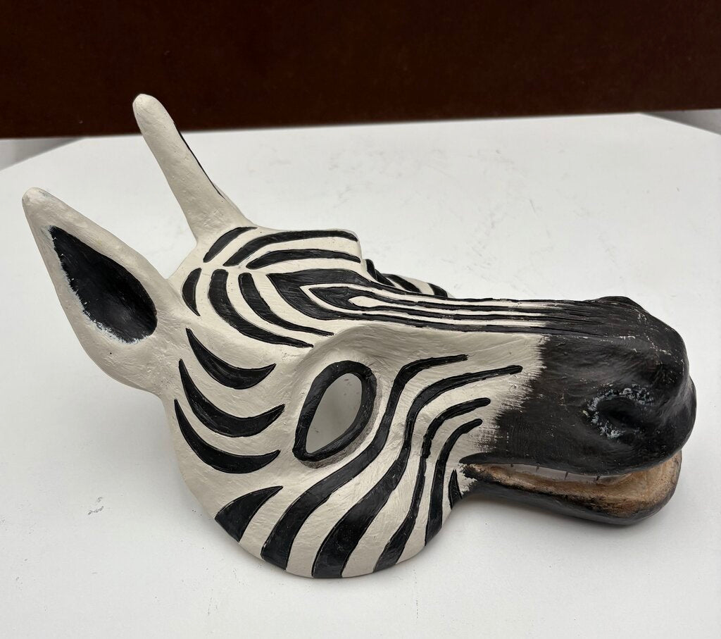 Resin Cast Hand Painted Zebra Mask Wall Decor