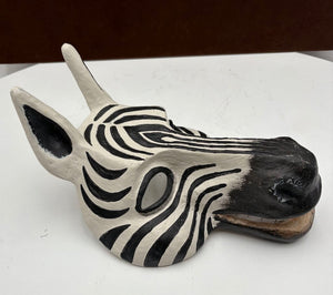 Resin Cast Hand Painted Zebra Mask Wall Decor