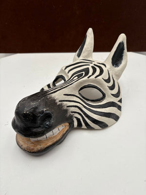 Resin Cast Hand Painted Zebra Mask Wall Decor