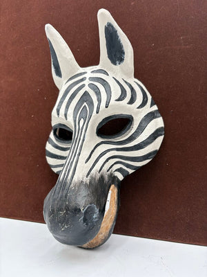 Resin Cast Hand Painted Zebra Mask Wall Decor