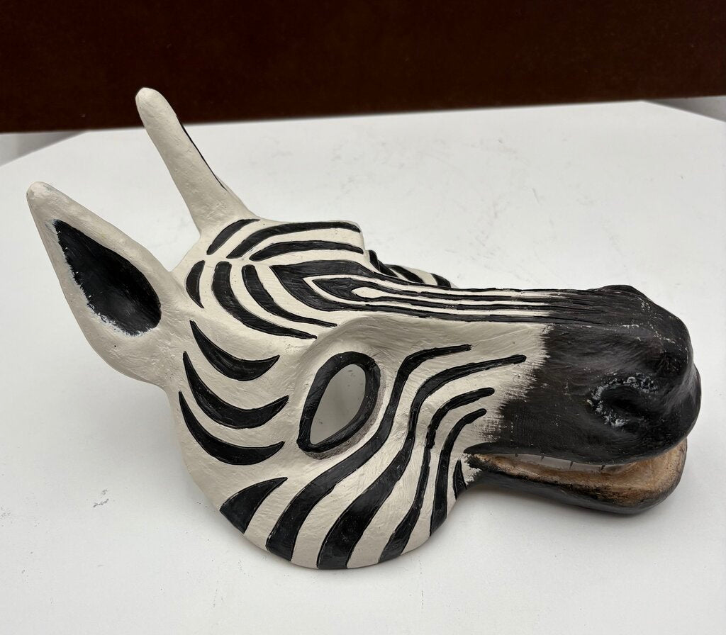Resin Cast Hand Painted Zebra Mask Wall Decor