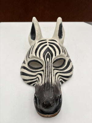 Resin Cast Hand Painted Zebra Mask Wall Decor