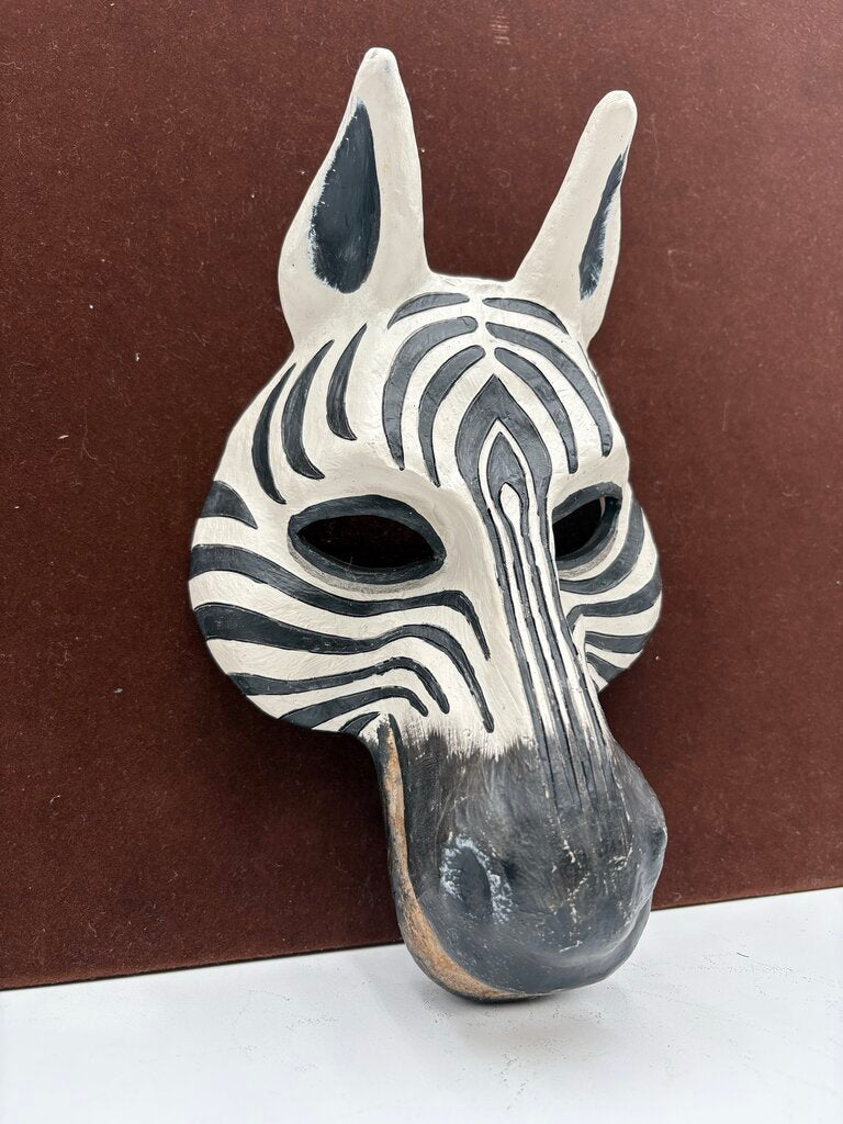 Resin Cast Hand Painted Zebra Mask Wall Decor