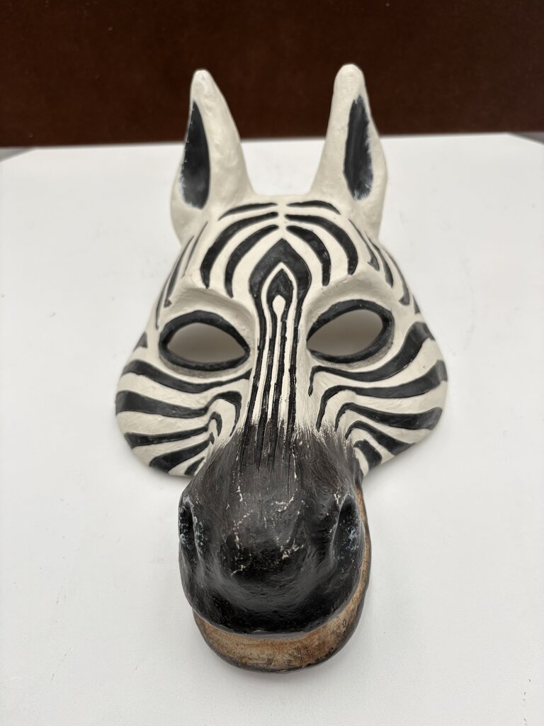 Resin Cast Hand Painted Zebra Mask Wall Decor