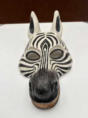 Resin Cast Hand Painted Zebra Mask Wall Decor