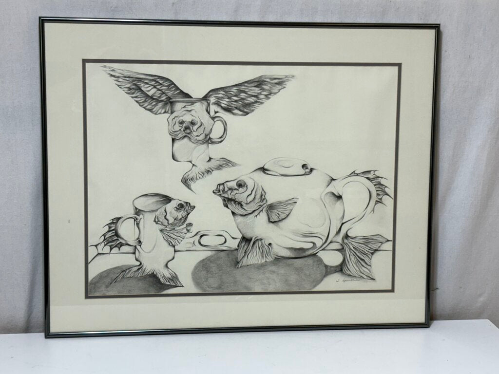 Patricia Spencer "The Conversation" Pencil Drawing 1999