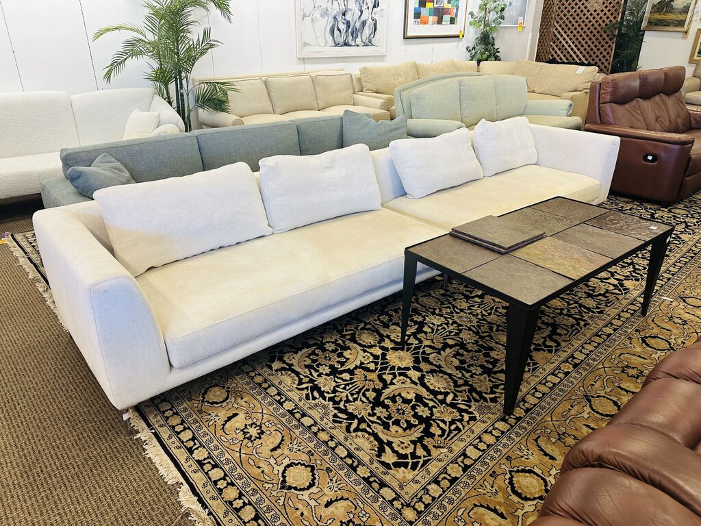 Custom 2 Piece Sofa With Dellarobbia Fabric (136" W.) Needs Cleaning