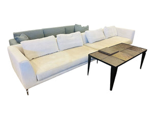 Custom 2 Piece Sofa With Dellarobbia Fabric (136" W.) Needs Cleaning by Miss Daisy's Consignment & Auction House