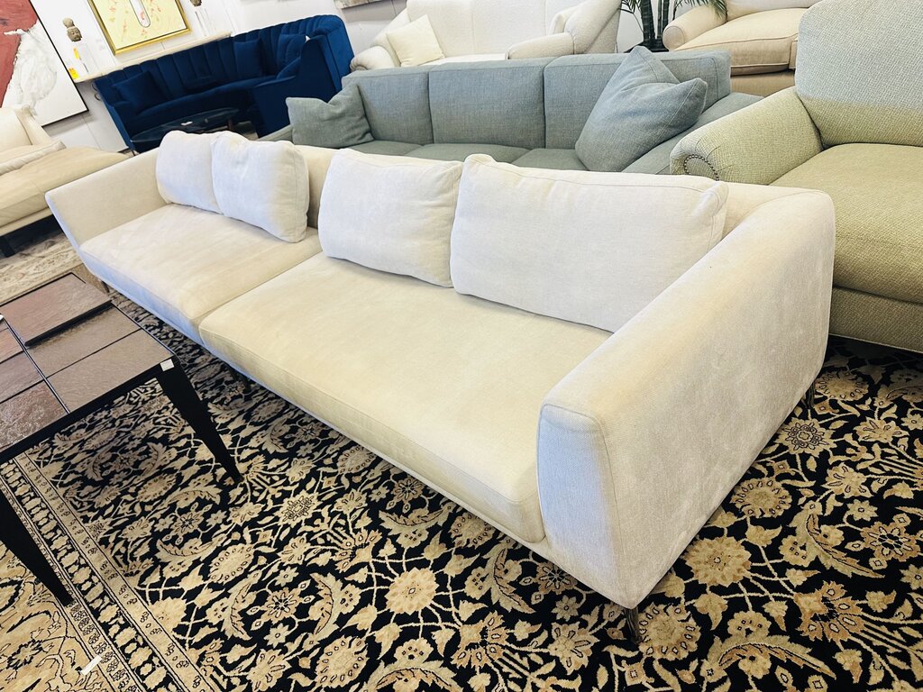 Custom 2 Piece Sofa With Dellarobbia Fabric (136" W.) Needs Cleaning