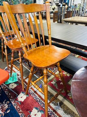 Custom Spindle Back Swivel Barstools( set of 3)
