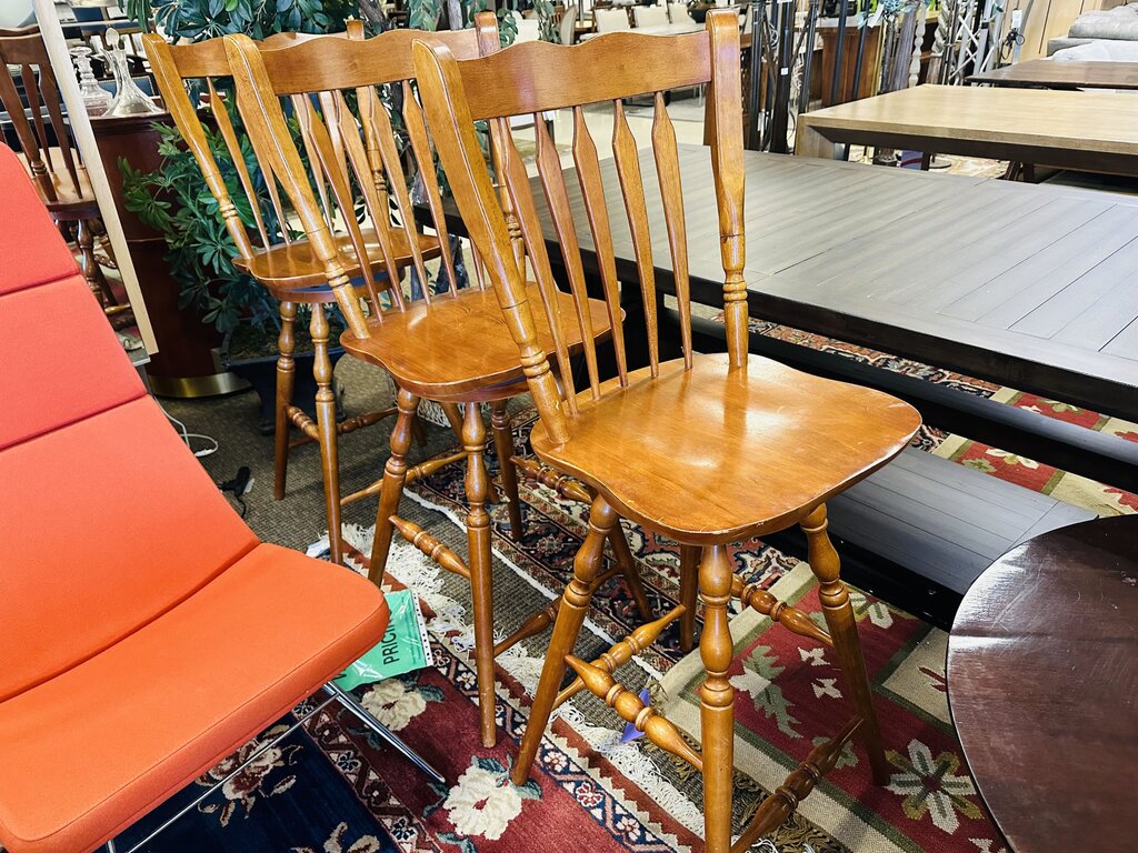 Custom Spindle Back Swivel Barstools( set of 3)