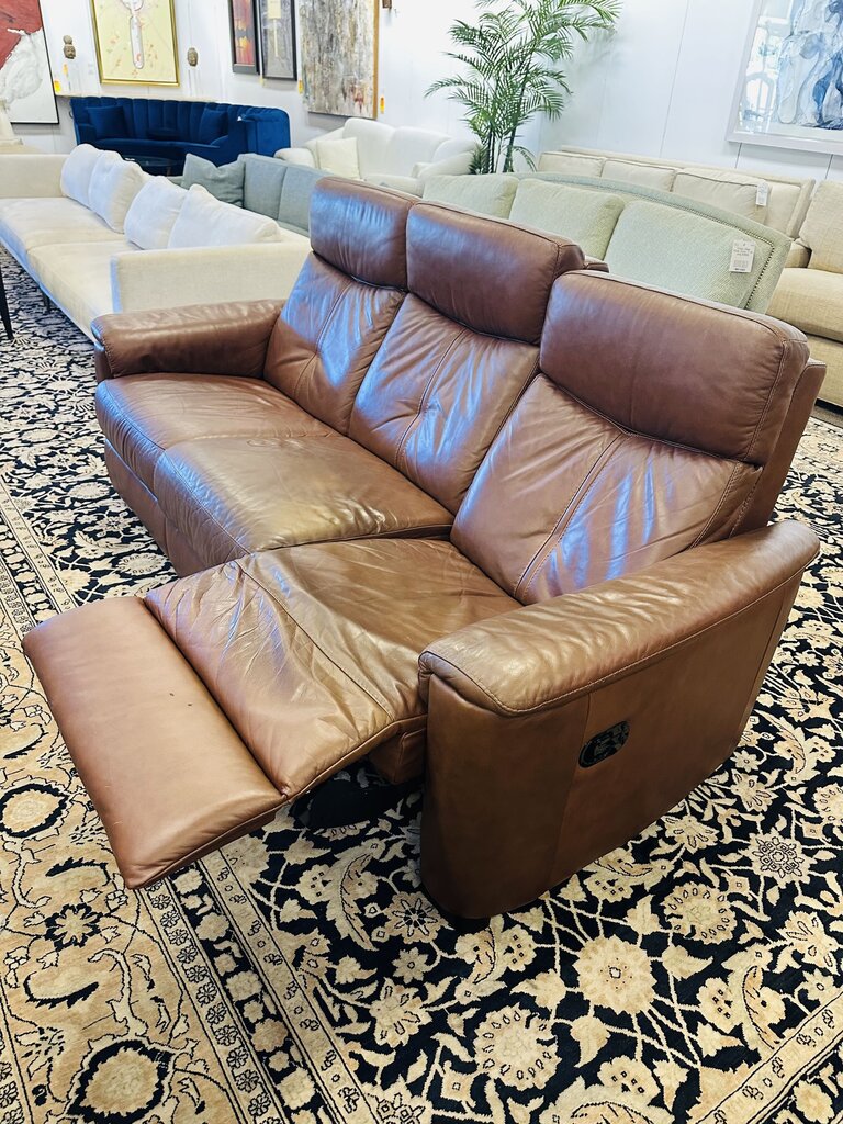 Leather Manual Double Reclining Sofa 84" W.