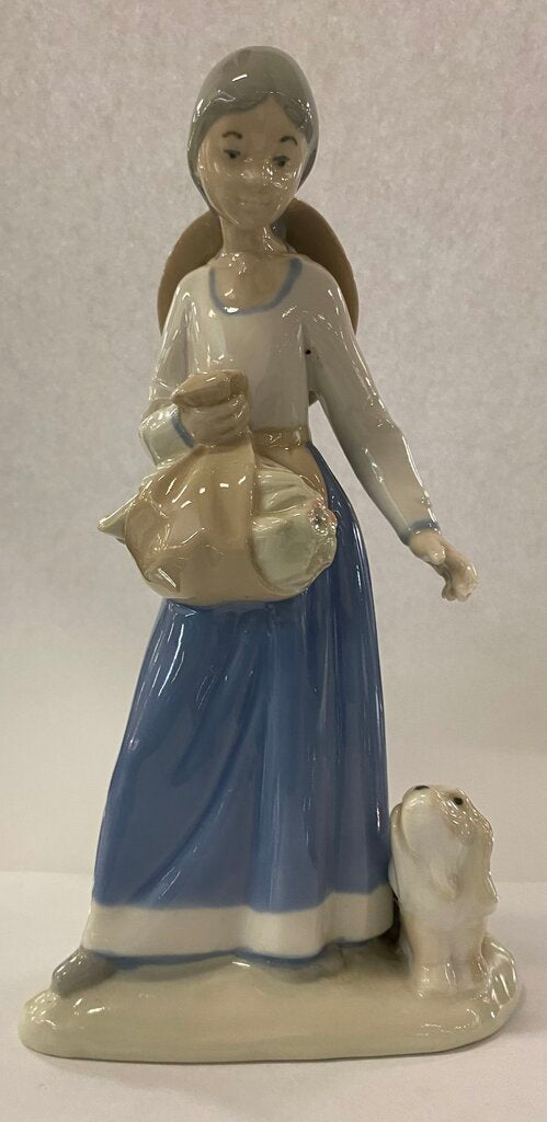 Rex Valencia Porcelain Girl w/ Flowers & Dog