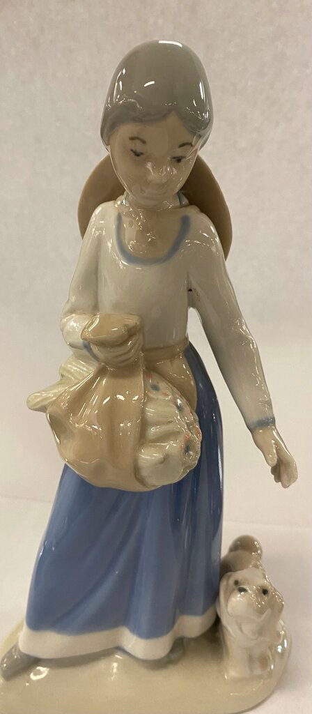 Rex Valencia Porcelain Girl w/ Flowers & Dog