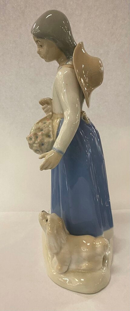 Rex Valencia Porcelain Girl w/ Flowers & Dog