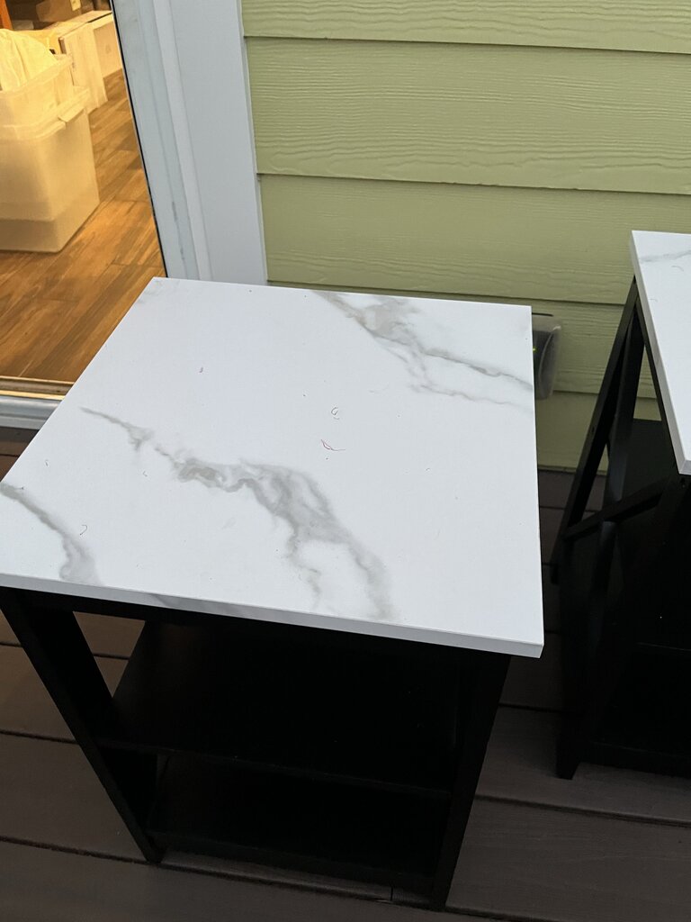 Faux Marble Top Black Wood Side Table 23 3/4x15.5