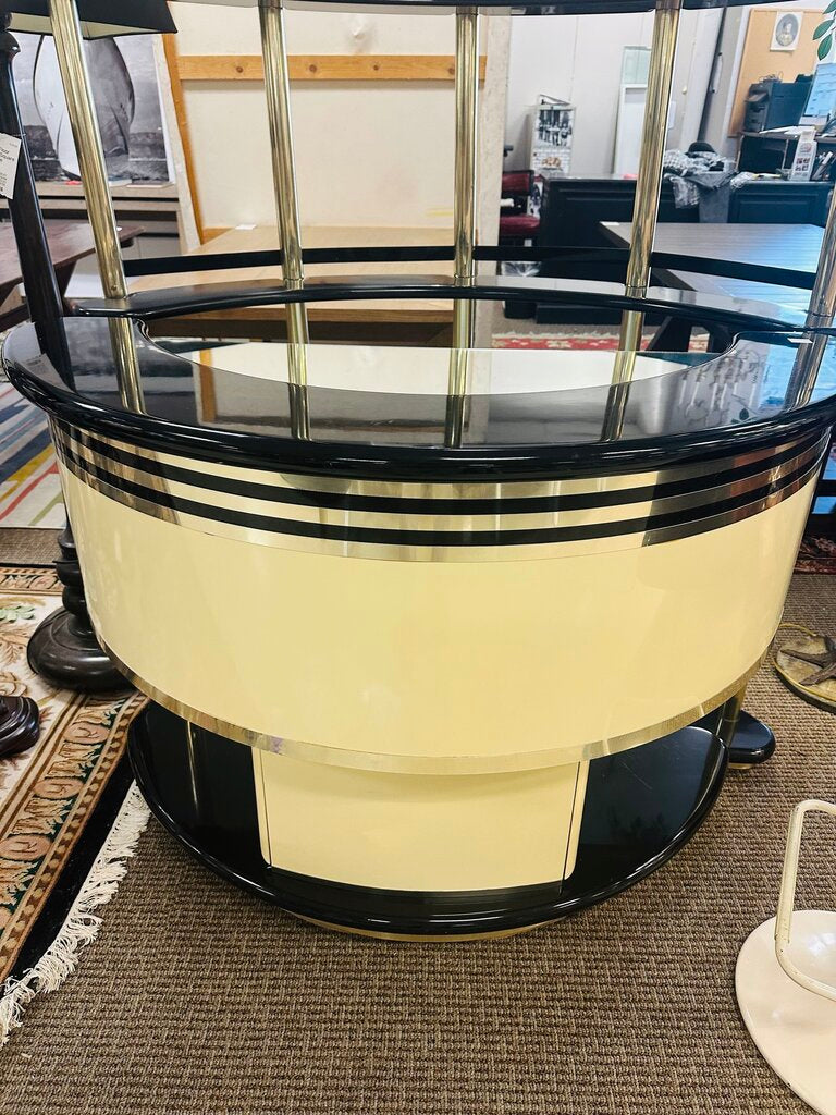 Donati Guzzini for Stilglass C.1970 Dry Bar + 2 Barstools (52x22x37 to 79)