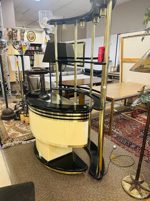 Donati Guzzini for Stilglass C.1970 Dry Bar + 2 Barstools (52x22x37 to 79)
