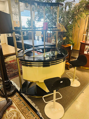 Donati Guzzini for Stilglass C.1970 Dry Bar + 2 Barstools (52x22x37 to 79)