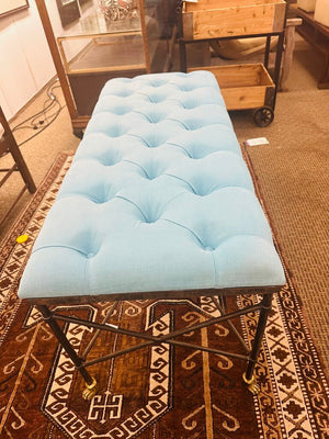 Turquoise Metal Frame Bench / Ottoman 21x24x48