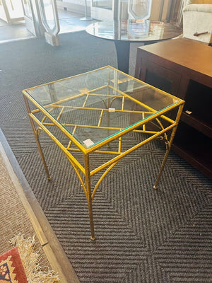 Gilt Faux Bamboo Style Side Tables (pair) 20x20x24