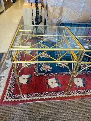 Gilt Faux Bamboo Style Side Tables (pair) 20x20x24