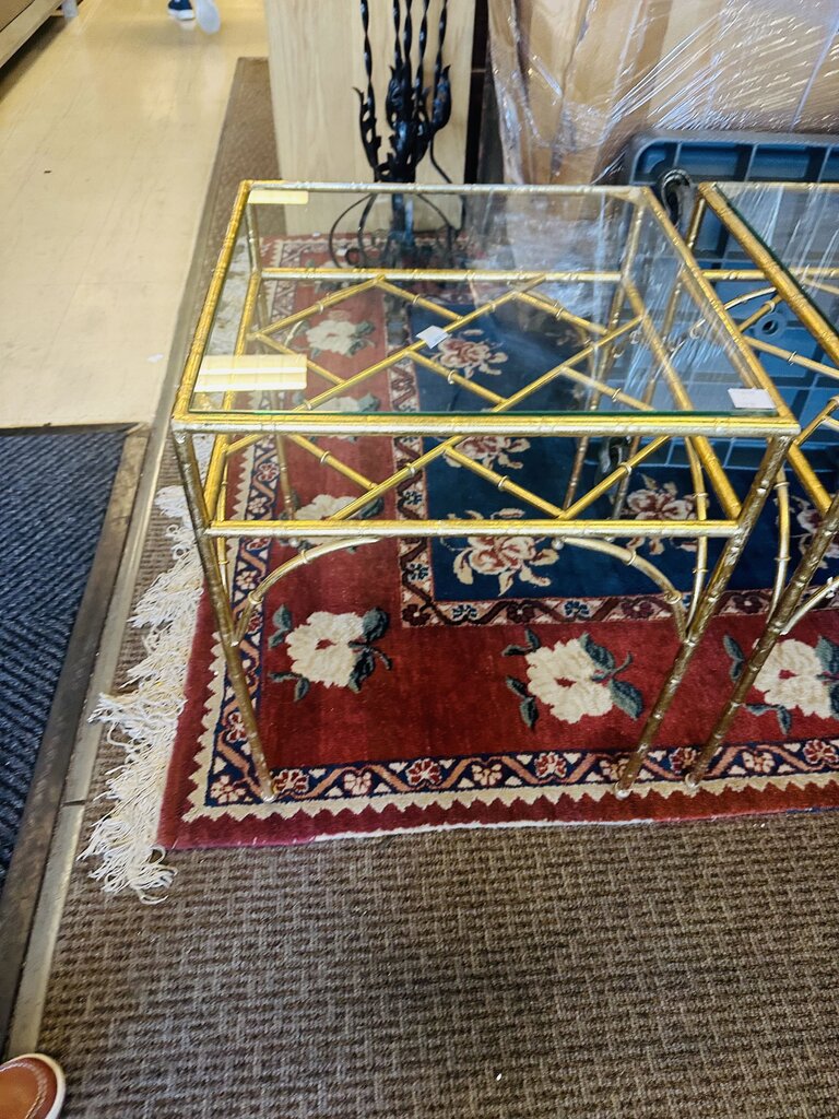 Gilt Faux Bamboo Style Side Tables (pair) 20x20x24