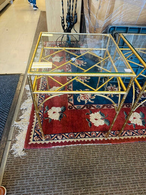 Gilt Faux Bamboo Style Side Tables (pair) 20x20x24