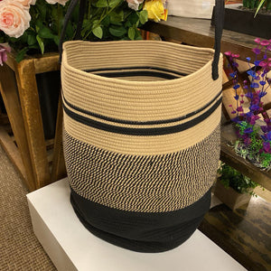 Woven Laundry Basket Tan & Black