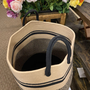 Woven Laundry Basket Tan & Black