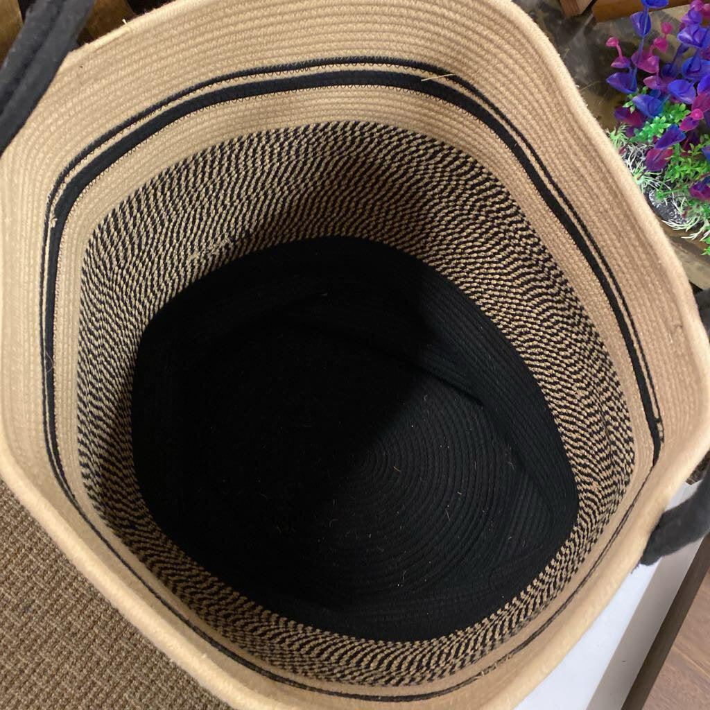 Woven Laundry Basket Tan & Black