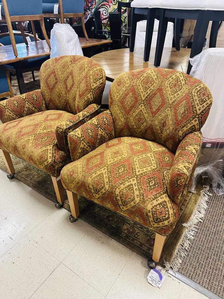 Upholstered Armchair on Casters