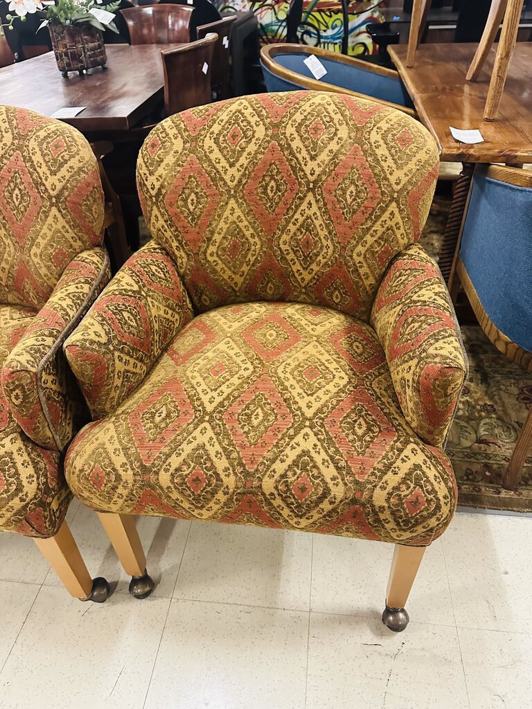 Upholstered Armchair on Casters