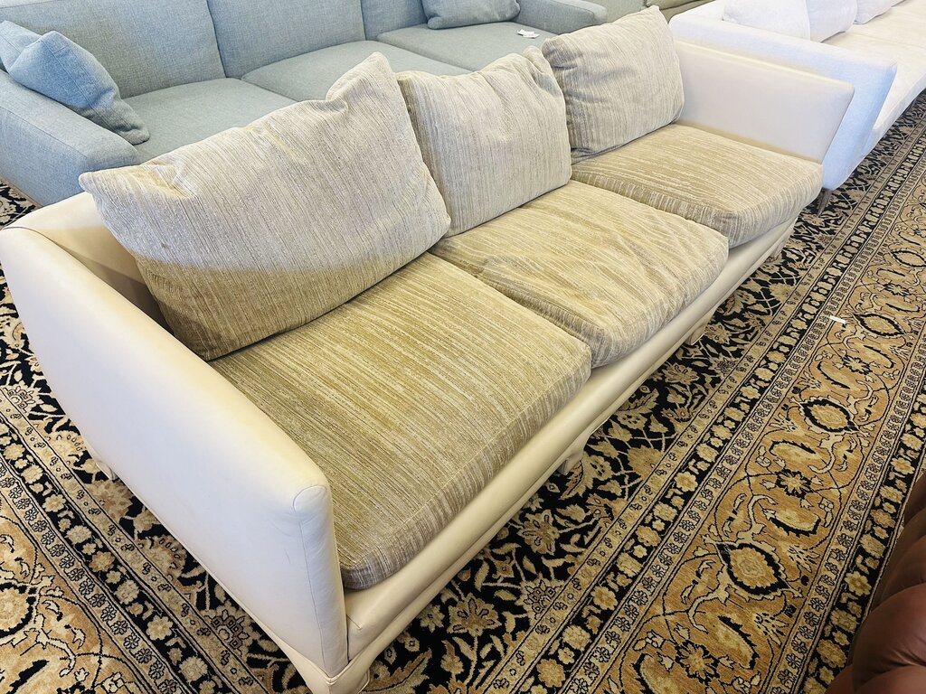 Leather Base Sofa w/ Upholstered Cushions