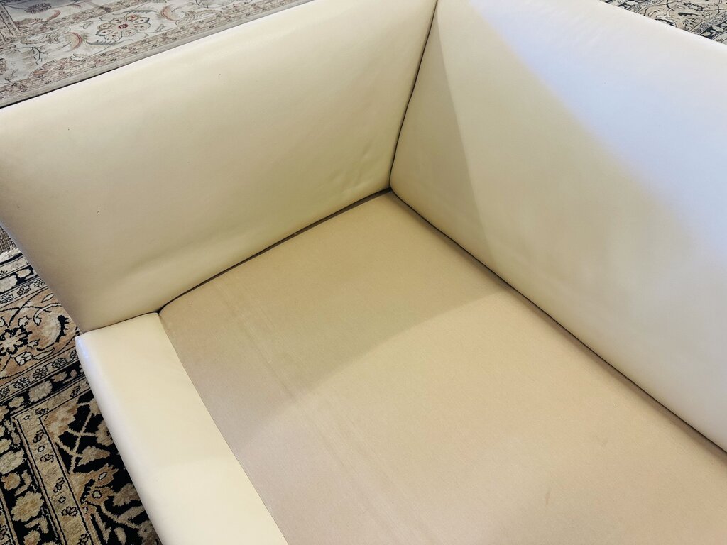 Leather Base Sofa w/ Upholstered Cushions