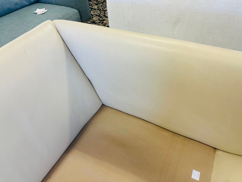 Leather Base Sofa w/ Upholstered Cushions