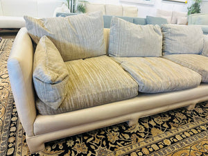 Leather Base Sofa w/ Upholstered Cushions