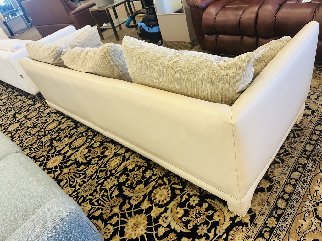 Leather Base Sofa w/ Upholstered Cushions