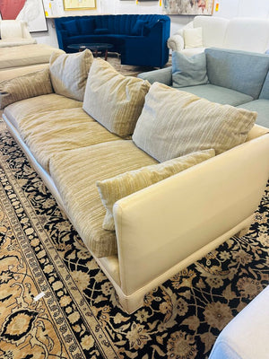 Leather Base Sofa w/ Upholstered Cushions