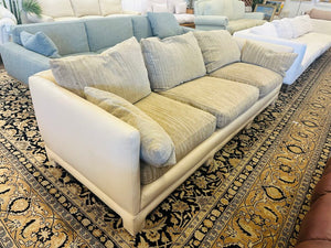 Leather Base Sofa w/ Upholstered Cushions