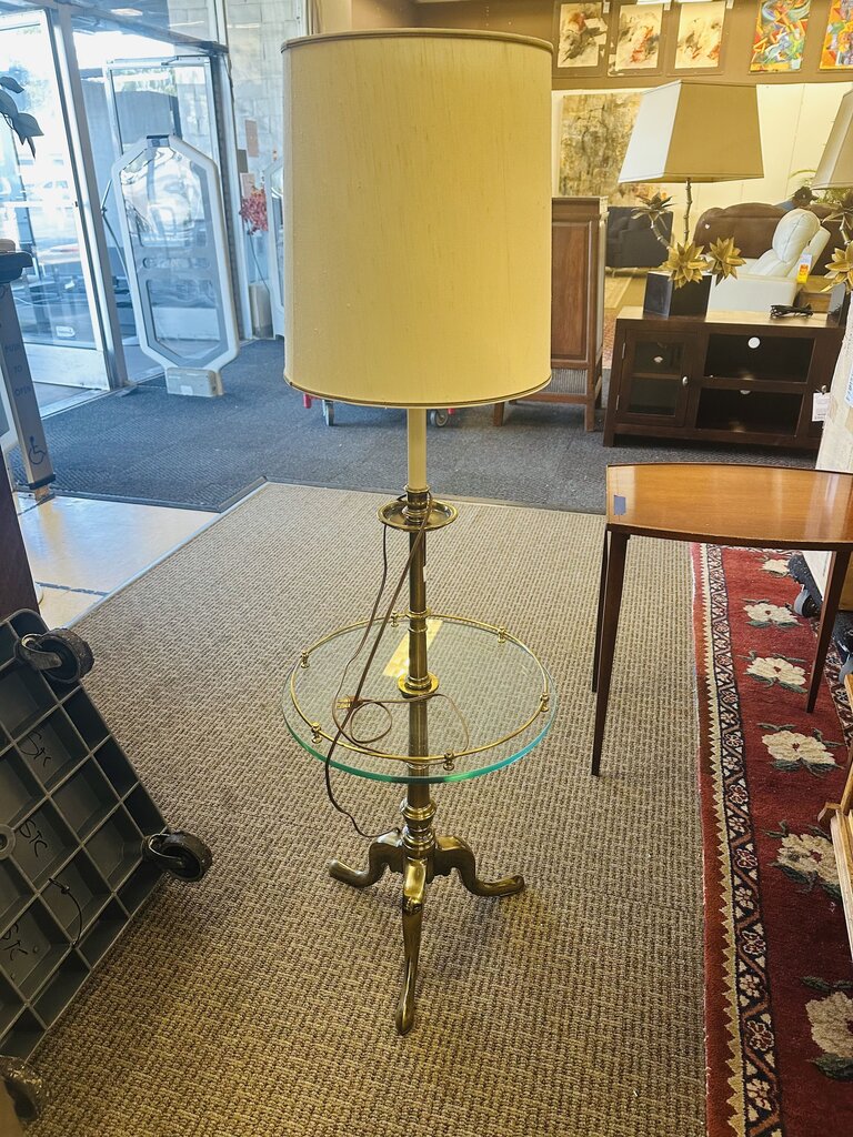 Vintage Stiffel Solid Brass & Glass Table Floor Lamp