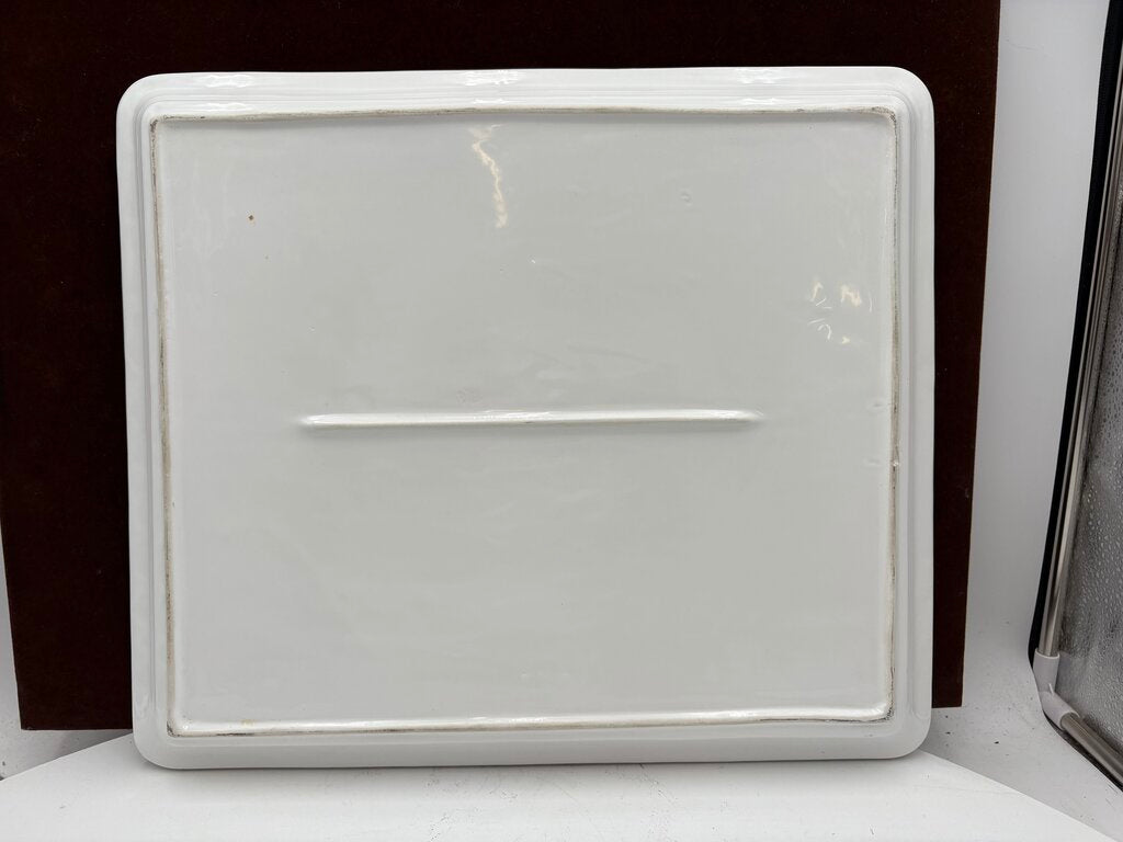 Italian Style Tropical Motif White Ceramic Serving Tray
